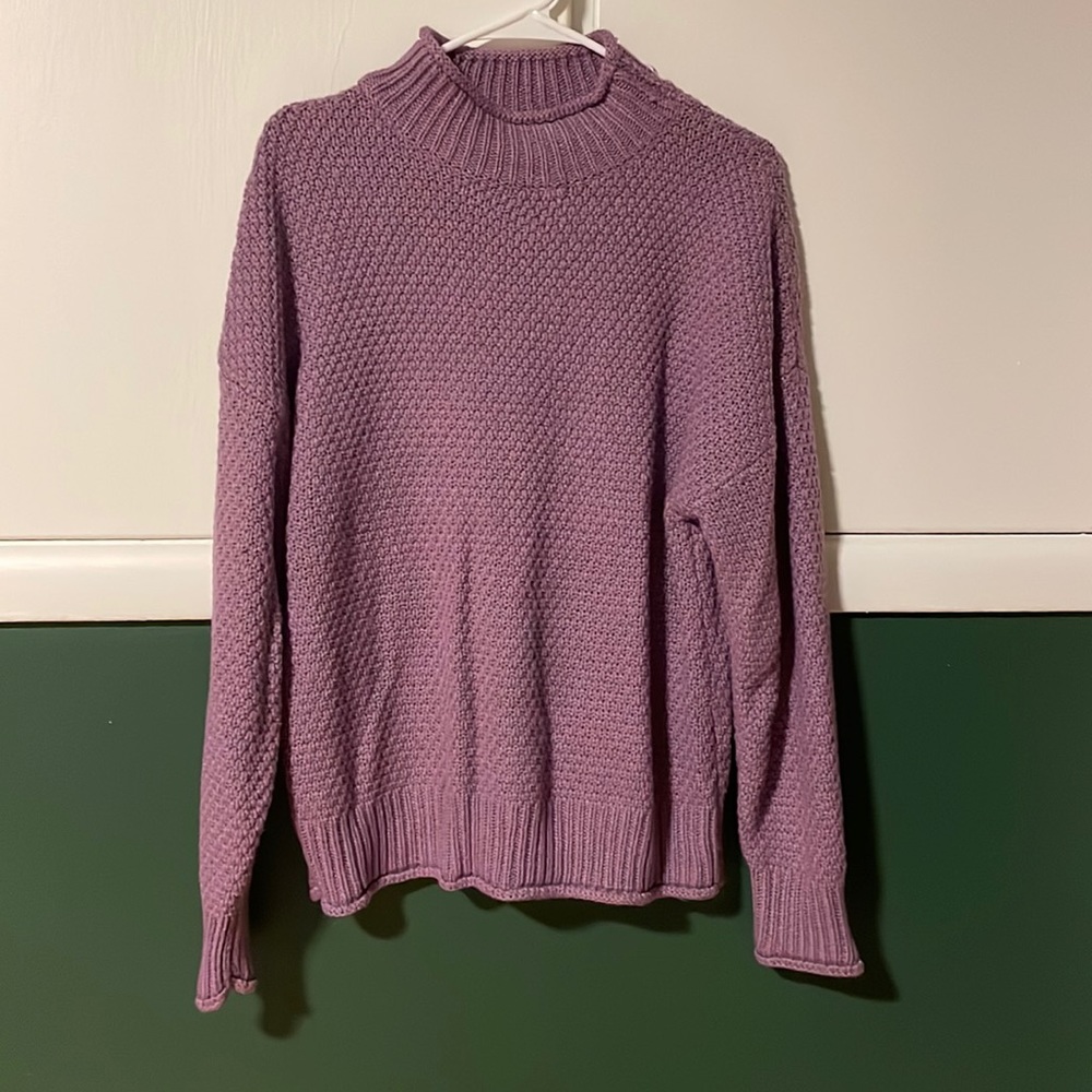 Purple mock neck sweater. Size: large